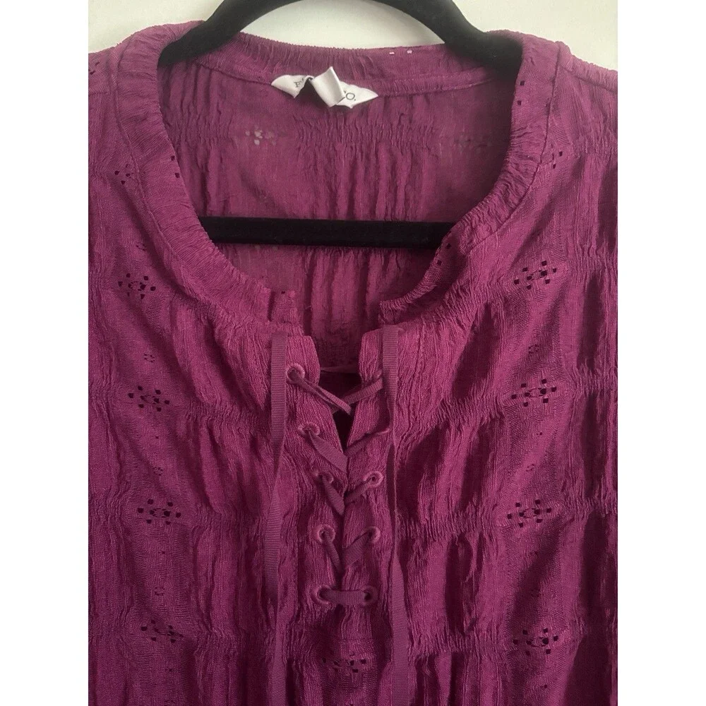 Frye Womens Small Top Purple Corset Textured Long Sleeve Boho Festival Hippie - Picture 3 of 6